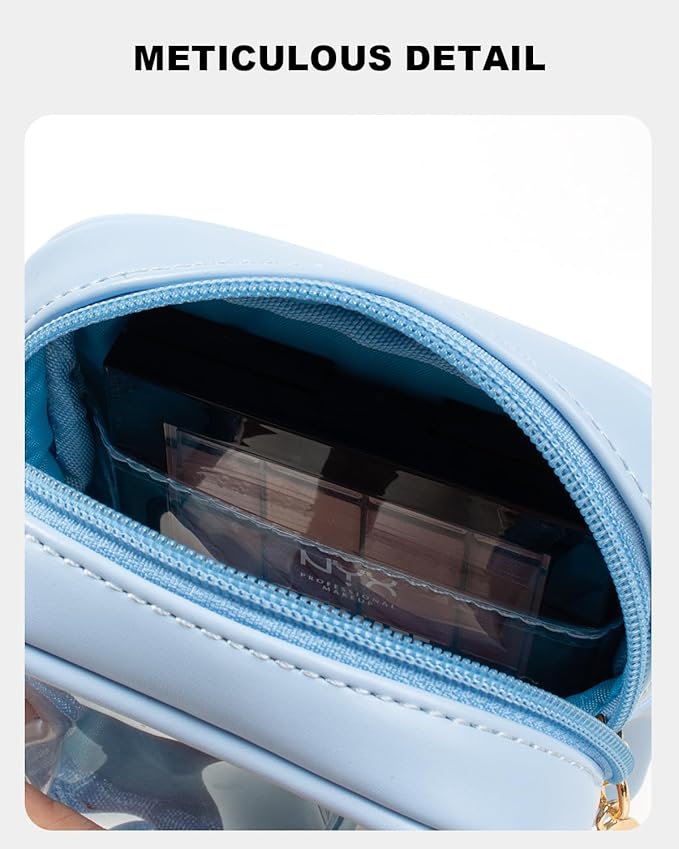 KOTORA TSA Approved Toiletry Bag with Mini Clear Makeup Bag Travel Size Beach Pool Bag Car Accessories for Women Her (Clear Mini-Blue)