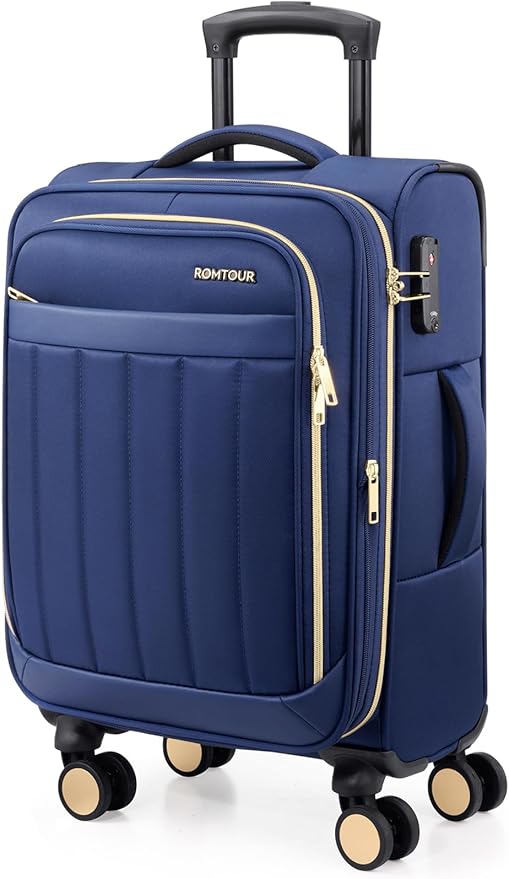Softside Carry On Luggage 20 Inch Expandable Carry On Luggage 22x14x9 Airline Approved with Spinner Wheels & TSA Lock, Waterproof Large Capacity Suitcase Travel Bag for Men and Women