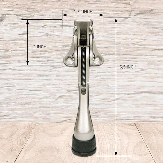 Door Stopper, One-Touch semi-Automatic Metal Door Stopper, with Non-Slip Rubber Tip for Wood, Concrete, Tiled, and Carpeted Floors (4inch x 20pack, Satin Nickel)