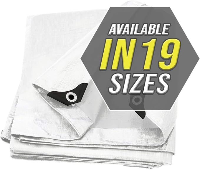 Large Waterproof Tarp - Heavy Duty 20 Mil Thick Poly Tarpaulin Ideal for Canopy Tents, Boats, RV or Pool Covers - Multipurpose Protective Tarps with Grommets for Indoor and Outdoor Use | 30' x 50'