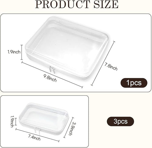 4PCS Clear Hard Zipper Case - Portable Organizer Pouches, Waterproof Plastic Cosmetic Bag,Travel Organizer Box for Cable, Make up Tools and Toiletries（White）