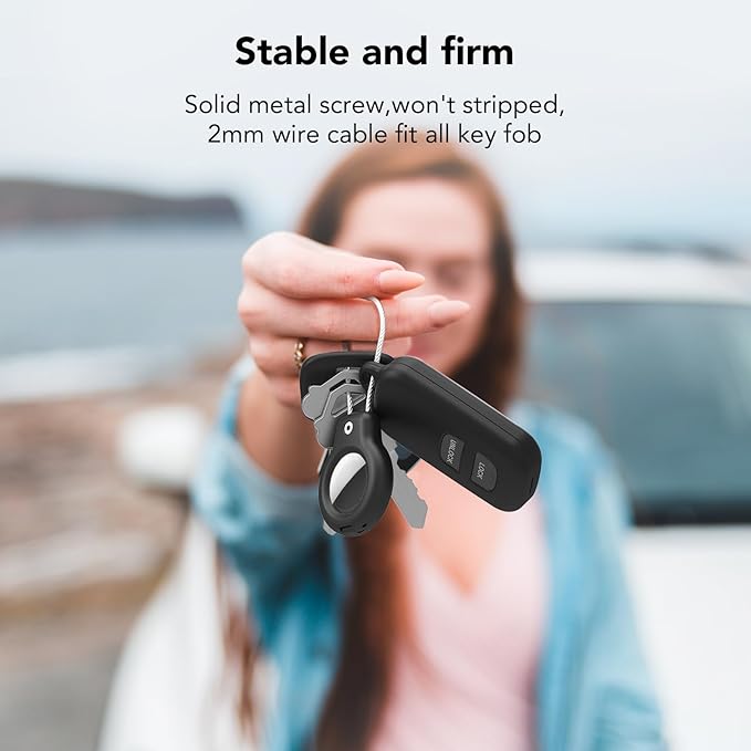 SPGUARD for AirTag Holder Case with Keychain, Air Tags-4 Pack for Apple Air Tag Holder with Wire Cable Lock Key Ring Chain Air Tagholder Accessories for GPS Item Tracker Kids,Keys,Luggage
