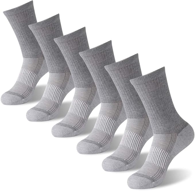 FOOTPLUS Hiking Copper Compression Socks,Unisex Cushioned Sole Arch Support Athletic Crew Running Socks