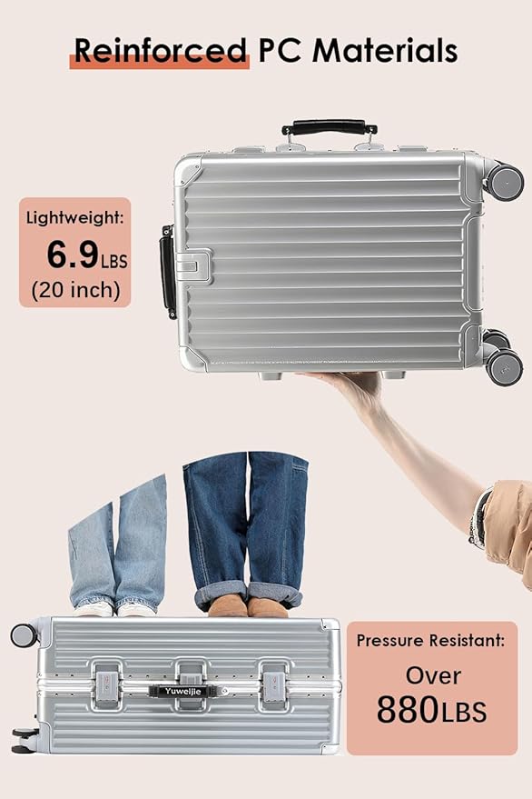 HotWay 24 Inch Hardside Checked Luggage with Leather Handle, PC Zipperless Suitcase with Spinner Wheels and TSA Locks, Lightweight Checked Luggage for Travel