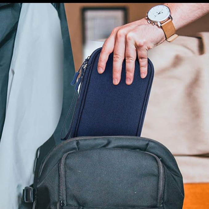 Electronic Organizer Cable Bag, Electronics Accessories Carry Cases Portable Cord Organizer Bag for Cable, Charger, Phone, USB, SD Card, Earphones More Out-Going, Business Travel Gadget Bag, Blue