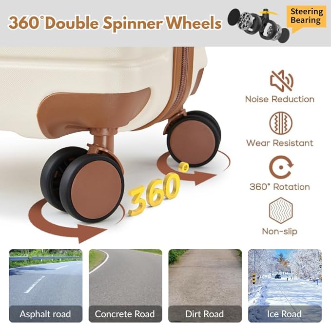 Luggage Sets 4 Piece with TSA Lock Hardside PC+ABS Carry On expandable Suitcase with Spinner Wheels Lightweight Rolling Travel Luggage Sets with YKK Zippers (Purple, 4 Piece Sets(14/20/DB/TB))