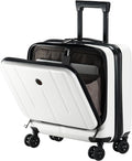 16 Inch Carry On Luggage with 2 Compartments for 14” & 15” Laptop, 16.14*8*17.12” Rolling Briefcase, Lightweight Hardshell ABS+PC Suitcase with Spinner Silent Wheels, for Business Trip, Milky White