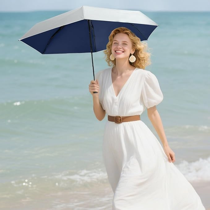 Mini Travel Umbrella - UPF 50+ Sun Protection Compact Manual Open Small Sun Umbrella
