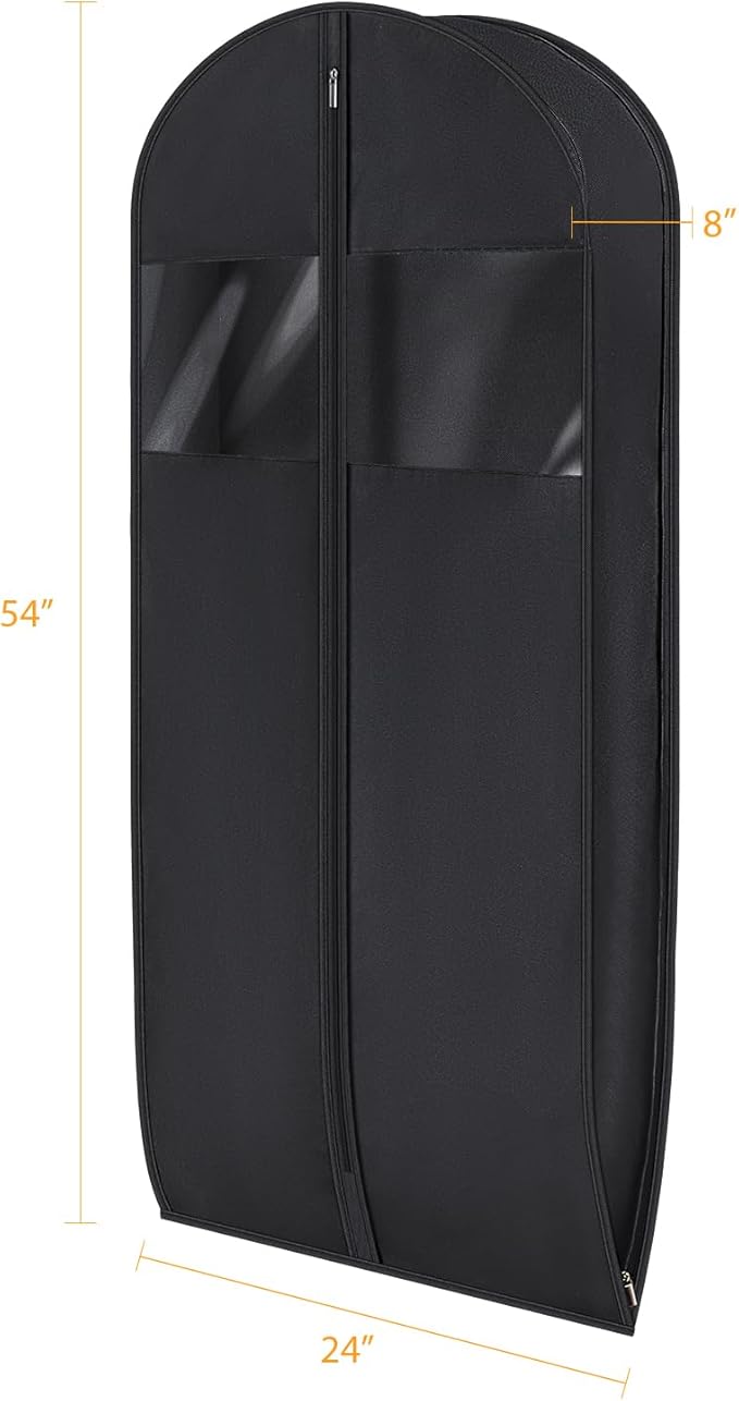 Syeeiex 54'' Space Saving Hanging Garment Bag with Self Compression Zipper(2PCS) - Save 50% Space, Garment Bags for Hanging Clothes with 8'' Gussets, Can Hold 6 Down Coats, 8 Winter Coats or 20 Shirts