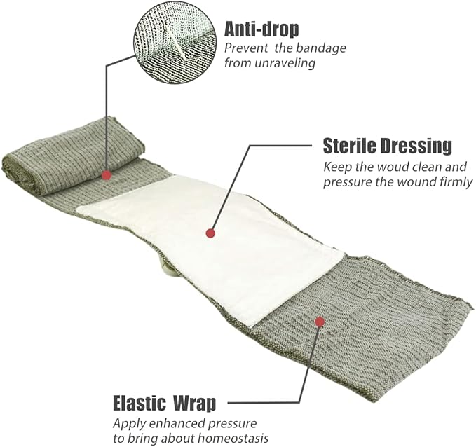 RHINO RESCUE 6" Israeli Style Emergency Bandage, Compression Trauma Wound Dressing, Medical Sterile Vacuum Sealed, Combat Tactical First Aid Kit IFAK Supplies, 2 Count