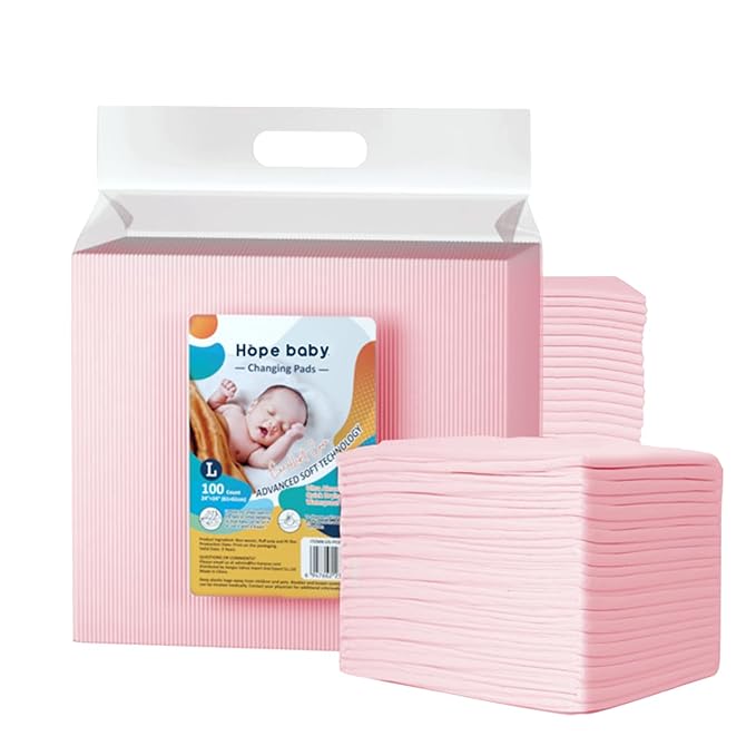 JUS COOL Baby Disposable Changing Pads, 24”x 24”(100 Count) Underpads Portable Diaper Changing Pads, Soft Bed Pads Ultra Absorbent and Waterproof