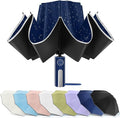 Bodyguard Inverted Umbrella - Large Windproof for Rain & Sun, Compact Reverse With Reflective Stripe, Teflon-Coated for Women Men, Travel Folding With Cover Bag