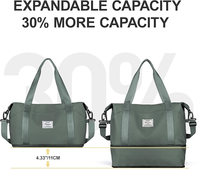 Travel Duffel Bag, Sports Tote Gym Bag, Shoulder Weekender Overnight Bag for Women