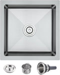 POPFLY 15×15 Inch Undermount Wet Bar Sink, 18 Gauge 304 Stainless Steel Kitchen Sink 15" Small Outdoor Mini Rv Under Counter Sinks, Brushed Nickel