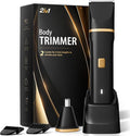 Electric Razor for Men, IPX7 Waterproof Versatile Shaver for Temple, Groin, Nose, Ear Hairs, Beard, Body Hair Trimmer, Painless Grooming Kit with 2 Replaceable Heads, Birthday Gifts for Men
