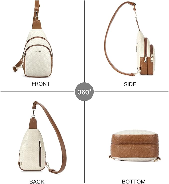 Telena Small Sling Bag for Women Leather Crossbody Fanny Packs Chest Bag for Women