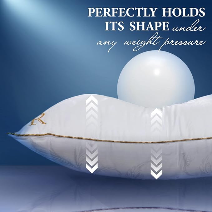 Royal Therapy Pillows King Size Set of 2, Down Alternative Bed Pillows, Adjustable King Size, Jacquard Cotton, for All Sleepers, Side Sleeper Pillow, 2 Pack