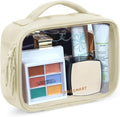 BAGSMART Clear TSA-Approved Toiletry Bag, Puffy Edges Travel Makeup Bag, Large Opening with Handle, Clear Cosmetic Bag with Double Zipper for Women