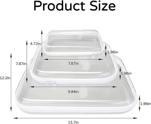 3PCS Zippered Transparent Cases for Snacks,Portable Waterproof Cosmetic Bag with Zipper,Clear Hard Shell Zipper Case for Cosmetic Storage, Putting Snacks, Pencil Case