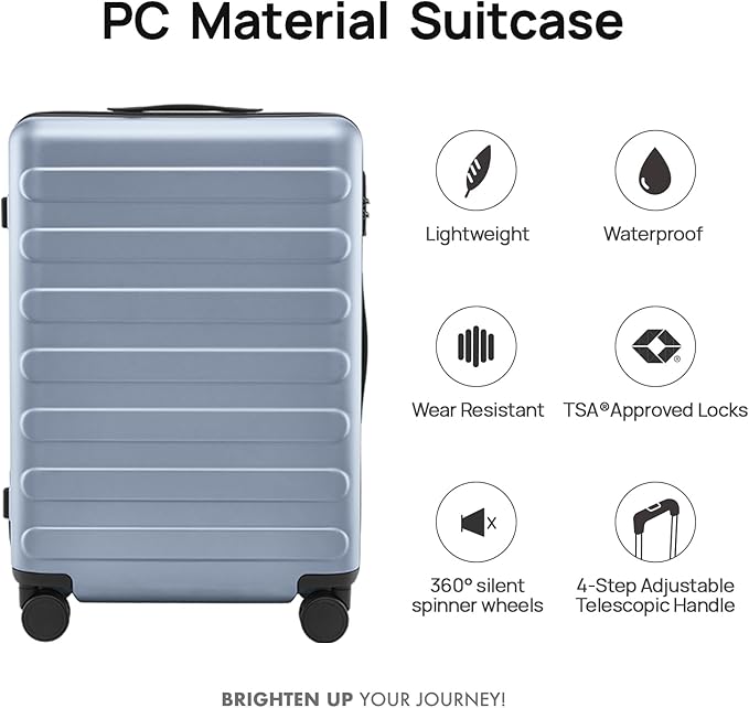 Carry on Luggage 22 X 14 X 9 Airline Approved, 20 Inch Luggage for 3-5 Days Travel, Double Spinner Wheels, 100% Hardshell PC, TSA Lock (03-Shadow (Basic), Checked 26-Inch)