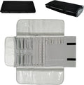 Velvet Travel Jewelry Case Roll Bag Organizer for Necklace Bracelet Earrings Ring (Black) (grey and black)