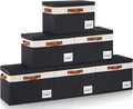 GhvyenntteS Fabric Storage Bins with Lids 6 Pack, Foldable Fabric Storage Baskets with Lid and Handles, Large Closet Organizers and Storage boxes with Label for Home Office (Black, 15" x 11" x 9.7")