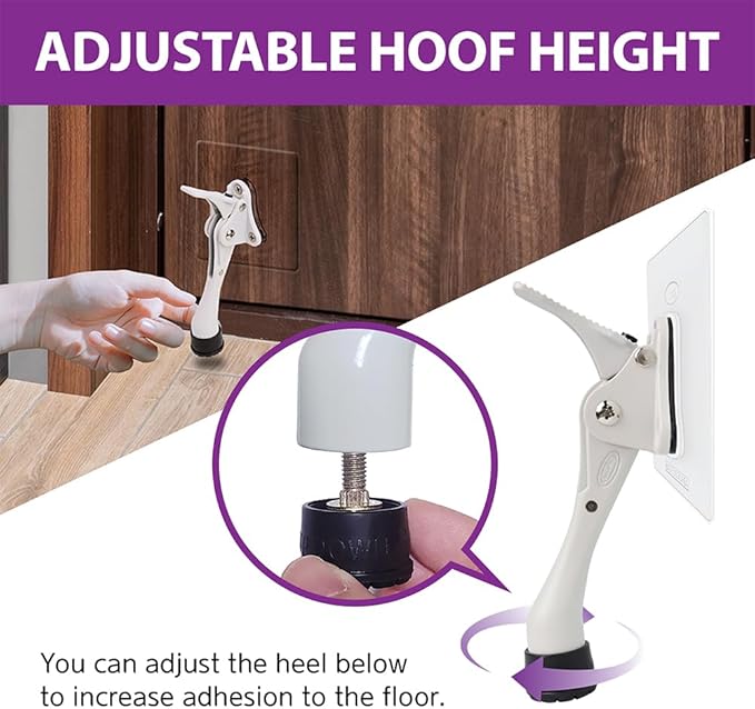 Door Stopper with Adhesive Bracket Stickers, No Drilling or Tools Needed, Available for All Doors, Door Holder, Heavy Door Stop, KickDown Door Stoppers, Bottom of Door by HASHI (White/Bracket 4pack)