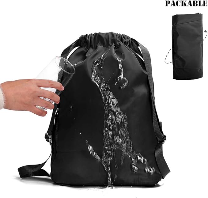ZOORON Waterproof Drawstring Gym Backpack Bag for Men & Women, Sport Gym Sack Mini Travel Daypack