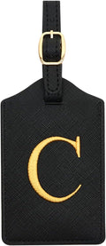 Luggage Tag PU Leather for Suitcase Baggage Handbag Travel Bag Label Suitcase Tag Label Tag w. Name Card & Privacy Cover (C)