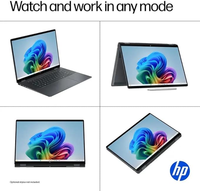 HP OmniBook X Flip 16 2-in-1 Laptop: 16" FHD+ Touchscreen, Intel Core Ultra 7, 16GB RAM, 2TB SSD, w/Pen & Lifetime Office - Copilot+ AI PC, Windows 11