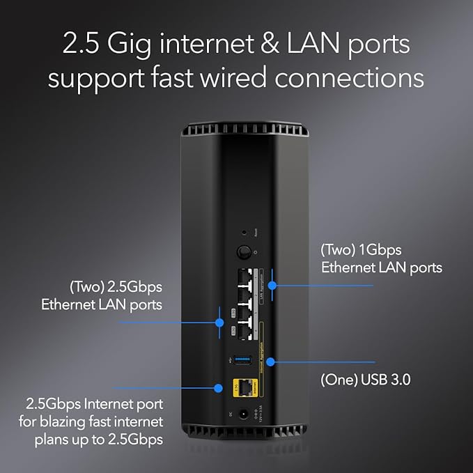 NETGEAR Nighthawk Tri-Band WiFi 7 Router (RS280S) - Security Features, BE9200 Wireless Speed (up to 9.2 Gbps) - Covers up to 2,500 sq. ft. - 2.5 Gig Internet Port – 1-Year Armor & Free Expert Help