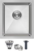15 inch Undermount Bar Sink, Stainless Steel Handmade Single Bowl Kitchen Sink Undermount, D15" x W17" x H8"