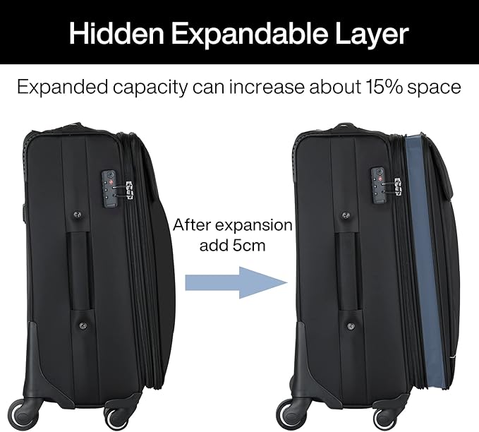 Hanke 20 Inch Expandable Carry On Luggage 22x14x9 Airline Approved Softside Suitcases with Wheels Lightweight Travel Luggage Rolling Suitcase with Lock for Men and Women.(Purple)
