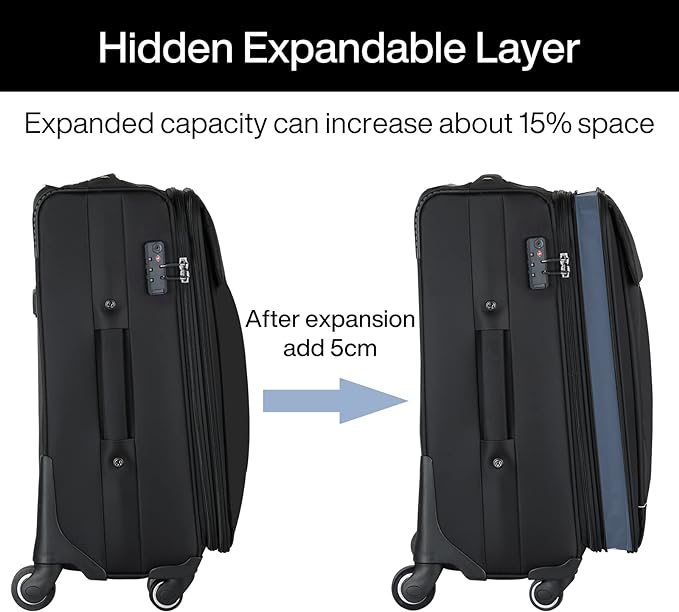 Hanke 24 Inch Expandable Luggage Large Suitcases with Wheels Softside Checked Luggage Rolling Suitcase with Lock Lightweight Travel Luggage for Men and Women 24 Inch Luggage.(Purple)