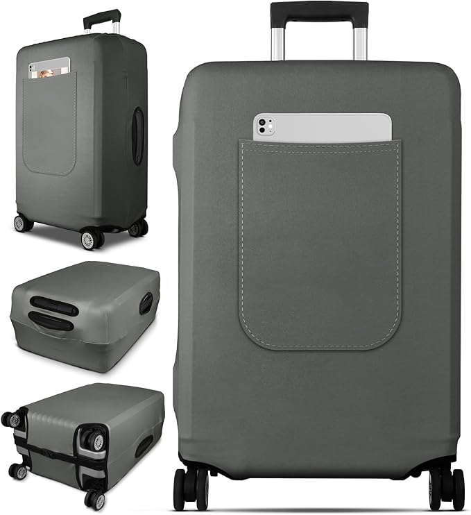 Slohif Luggage Cover for Suitcase Tsa Approved Protector - Luggage Sleeve Suit Case Cover Travel Stretch Large Baggage Case Protective Washable Fit 30-32 Inch Gray