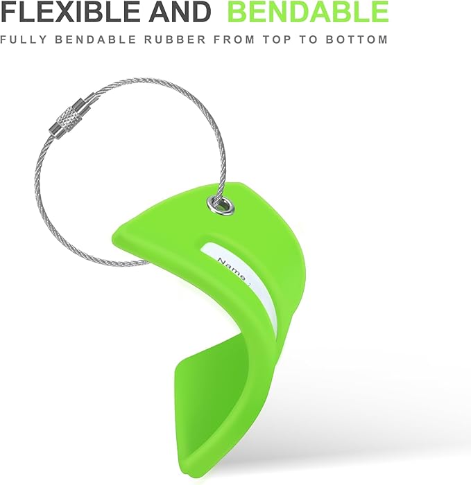 8 Pcs Luggage Tags for Suitcases, 26 Initial Letter Travel Luggage Baggage Identification Labels ID Tags Fully Bendable Tags with Stainless Steel Loop (Letter D, Green)