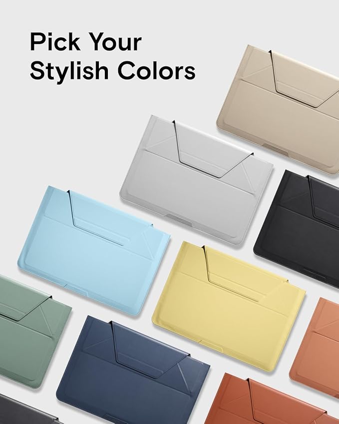 MOFT Laptop Carry Sleeve, 2-in-1 Laptop Bag & Stand for 14" MacBook Air/Pro & Dell/HP/Lenovo/Asus, Stylish Slim Computer Sleeve Bag with Expandable Storage for Computer Accessories, Misty Cove