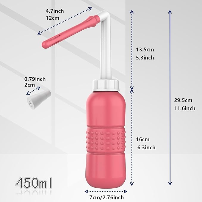 2PCS Vaginal Irrigation Intimate Wash for Women,Portable Bidet Travel Bidets ,Peri Bottle for Postpartum Care (Pink+Green)