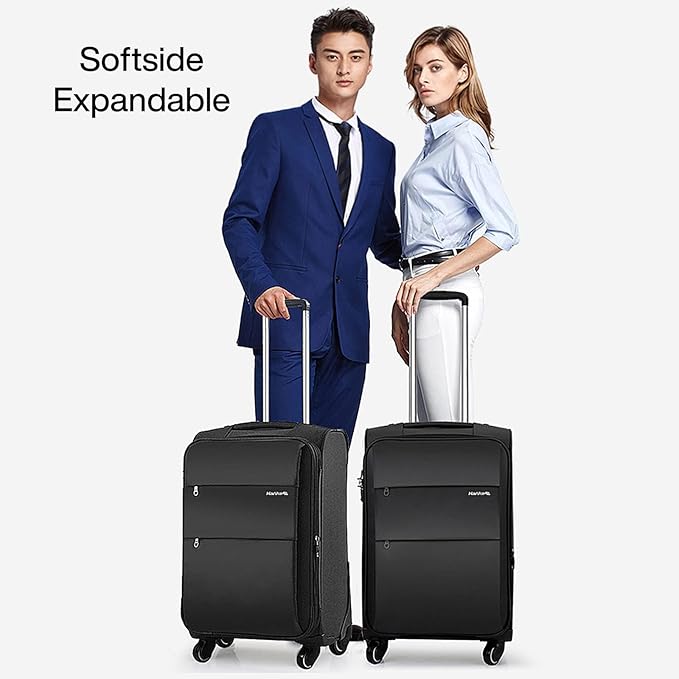 Hanke 20/28 Inch 2 Piece Luggage Sets with Spinner Wheels Expandable Luggage Large Suitcases with Wheels Lightweight Travel Luggage Rolling Suitcase with Lock Softside Checked Luggage.(Purple)