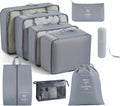 9 Set Packing Cubes for Suitcases, Aydicon Travel Luggage Packing Organizers with Laundry, Toiletry Bag, Compression Storage Shoe Bag, Toothbrush Case, Travel Essentials (Grey)