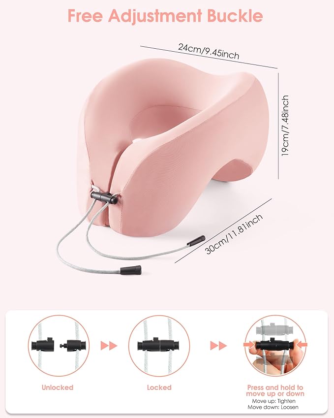 Travel Pillow, Neck Pillow Airplane, Plane Pillow Memory Foam Travel Neck Pillow with 360° Head and Neck Support, Portable Travel Essential Suitable for Airplane, Car, Train, or Bus Trip