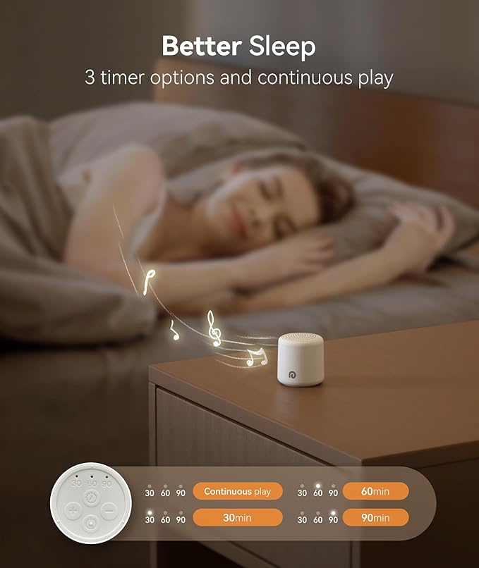 Dreamegg Portable White Noise Machine - Travel Sound Machine for Sleep, Features Powerful Battery, Egg-Sized, 16 Nature Sounds, Timer, Sound Machine for Baby Adults Office Privacy Home Gift