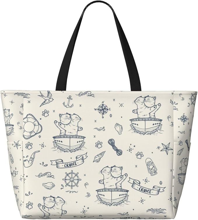 Beach Bag for Women Beach Tote Bag Waterproof Sandproof Large Bags with Zipper Big Capacity for Vacation Travel