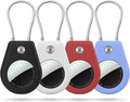 4 Pack Protect Case Compatible with Apple AirTag, Secure GPS Tracker Holder with Wire Cable Shockproof & Anti-Theif Suitable for Keychain, Keys, Luggage, Bags and Kids