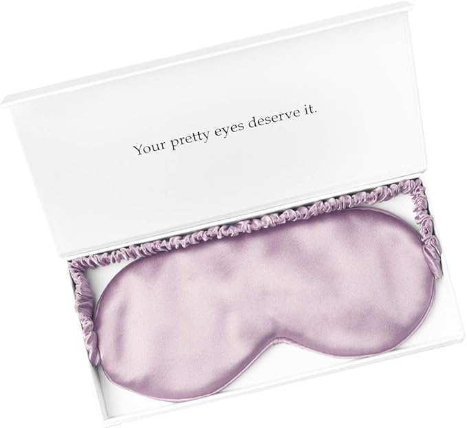 Silk Sleep Mask Light Blocking Luxury 100% Mulberry 19mm Silk Eye Mask Eye Cover Blindfold Ultra Soft Light & Comfy Anti Aging Skin Care with Travel Bag Gift Package