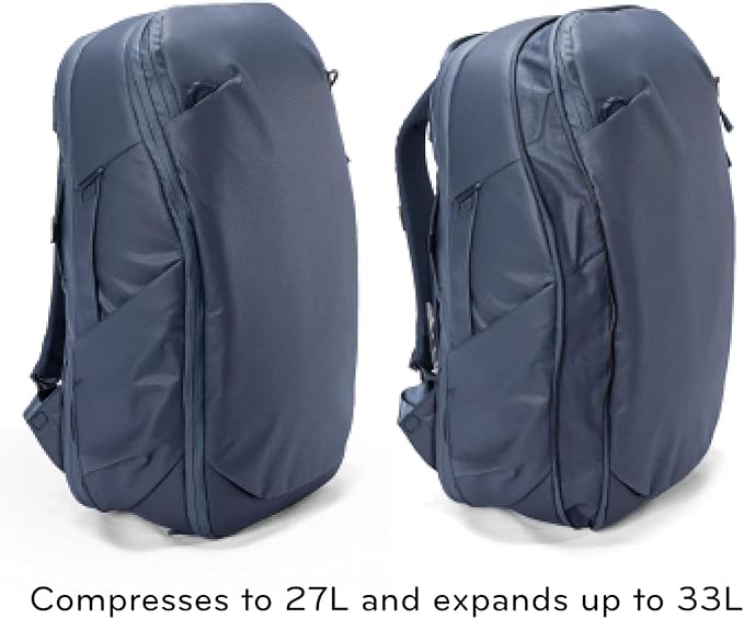 Peak Design Travel Backpack 30L, Midnight, Expandable 27-33L Design, Rear and Top Access, Weatherproof Shell, Laptop Sleeve, Ideal for Travel or Everyday Carry, Versatile Backpack for Men and Women