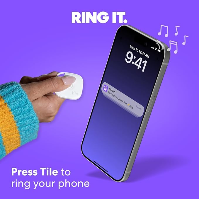 Tile by Life360 Mate - Bluetooth Tracker, Keys Finder and Item Locator for Keys, Bags and More. Phone Finder. Both iOS and Android Compatible. 1-Pack (White)