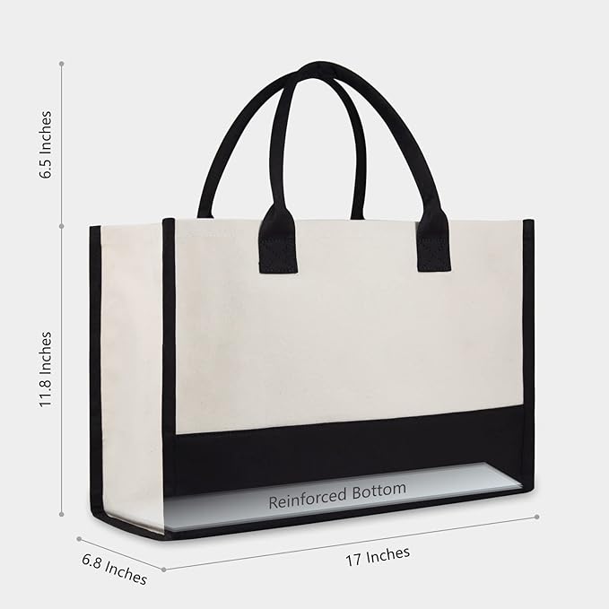 TOPDesign Embroidery Initial Canvas Tote Bag, Personalized Present Bag, Suitable for Wedding, Birthday, Beach, Holiday, is a Great Gift for Women, Mom, Teachers, Friends, Bridesmaids (Letter U)