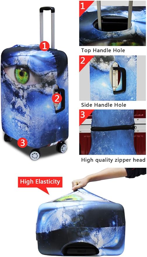 Gold Ginkgo Biloba Leaf Travel Luggage Cover Elastic Baggage Protector for Women Girls,Fits 30-32 Inch Washable Suitcase Covers