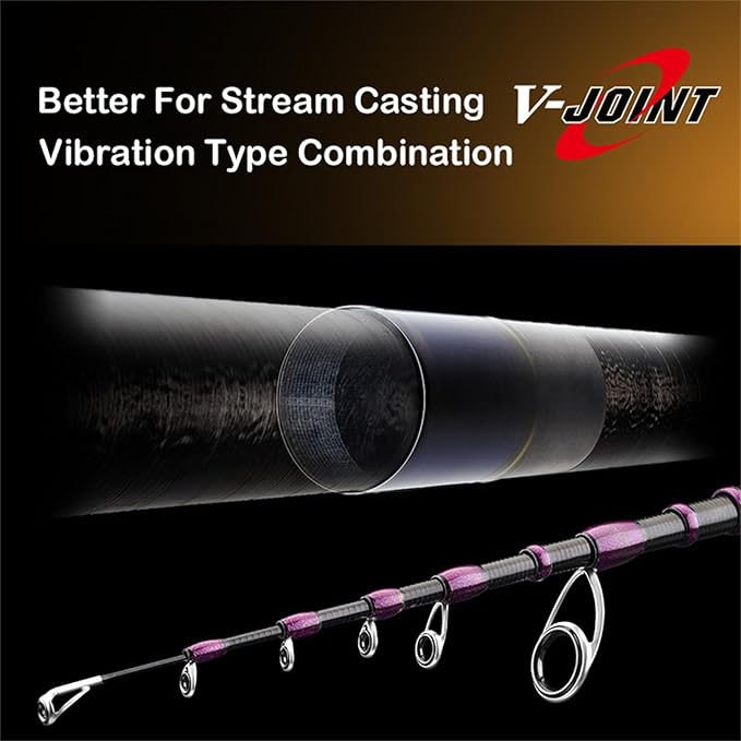 PURELURE Telescopic Fishing Rod Spinning & Casting, Fuji Alconite Ring, Detachable Handle Closed Length 9.8in, Spare Carbon Solid Tip, Solid Wood Reel Seat Lightweight 3A-Grade Cork Handle Travel Rod